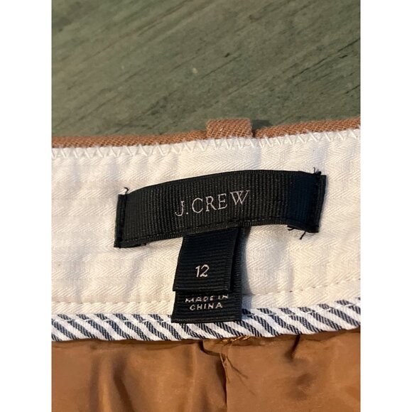 J. Crew Womens High-Waisted Wide-Leg Tan Pants W/ Button Pockets Size 12 Cotton - Picture 4 of 8